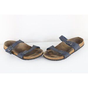 Birkenstock Birkis Womens 10 Distressed Arizona Strap Sandals Shoes Navy Blue